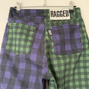 The Ragged Priest Womens Jeans Pants sz 26 Green Purple Plaid Skater Grunge Punk